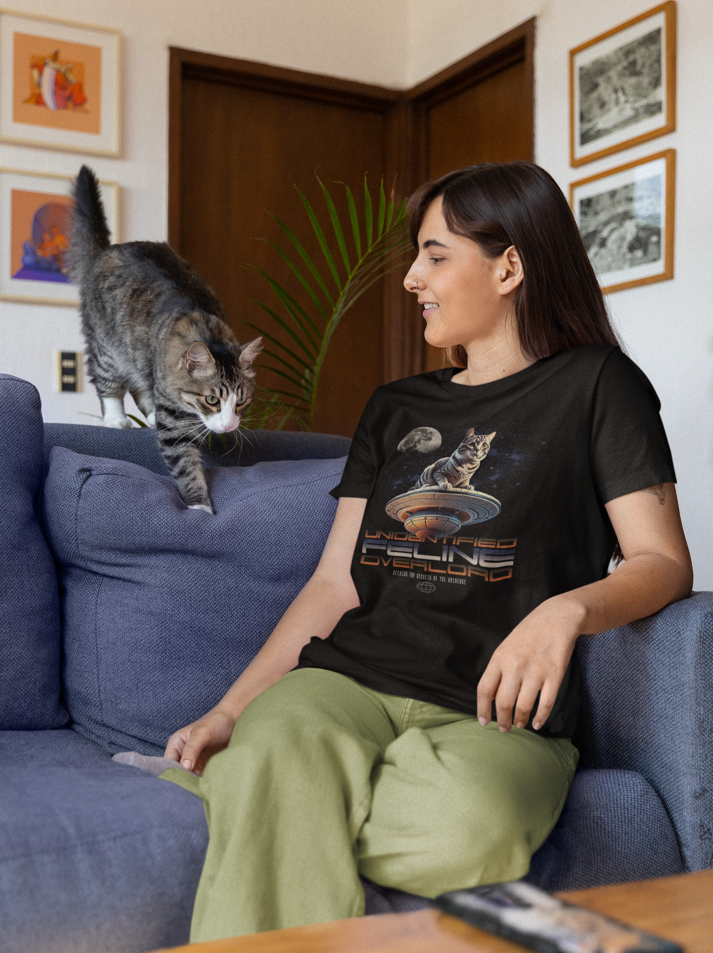 Unidentified Feline Overlord I Premium Unisex Crewneck T-shirt I FREE Shipping