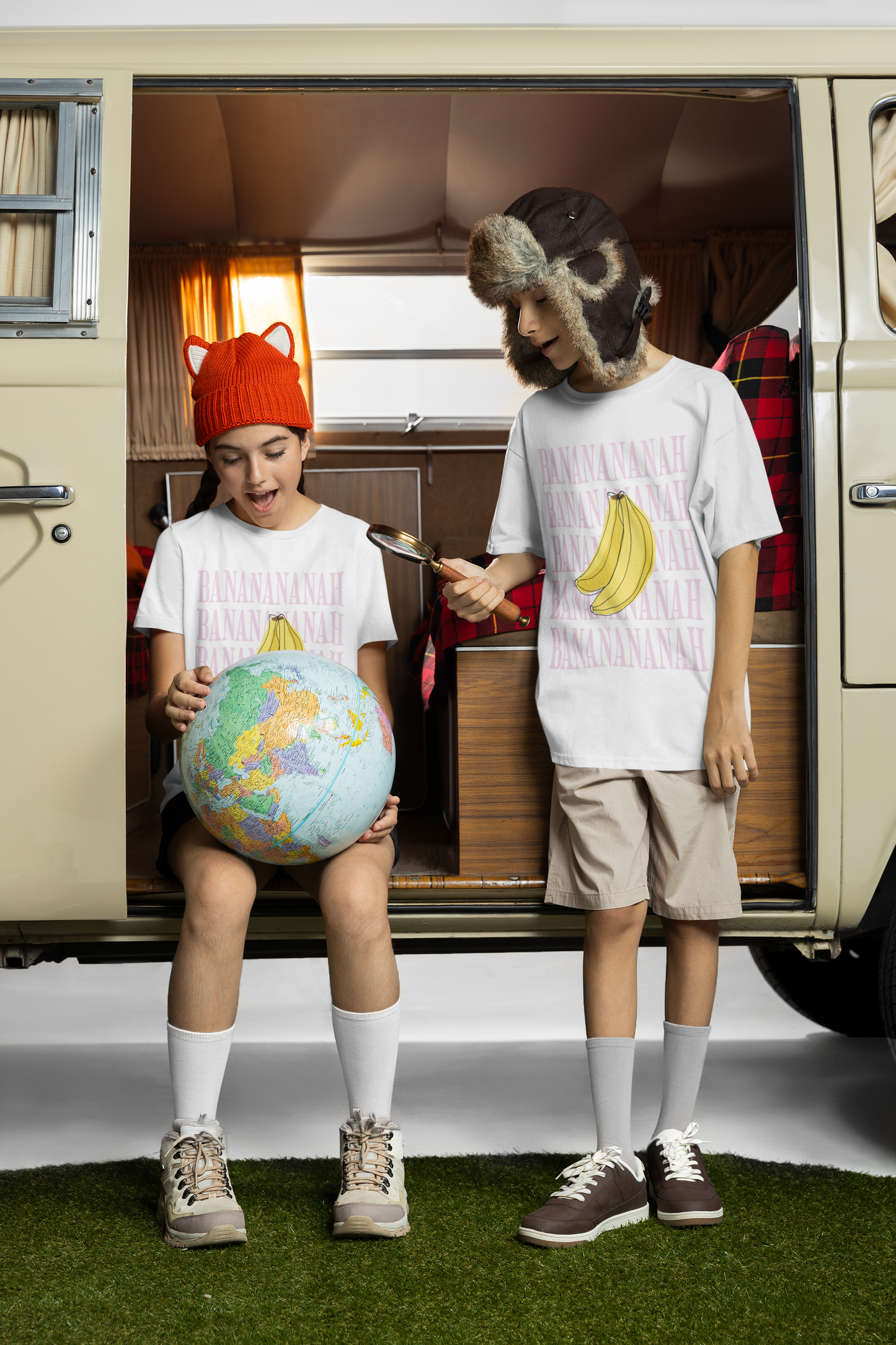 Bananananah I Premium Kids Crewneck T-shirt White I FREE Shipping