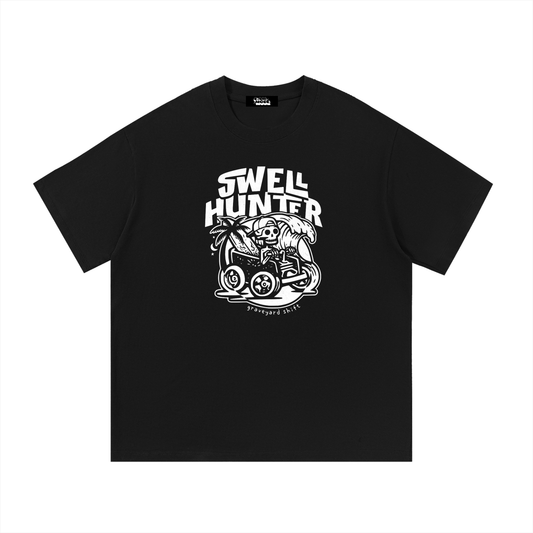 Swell Hunter - Essential Cotton T-Shirt I White on Black