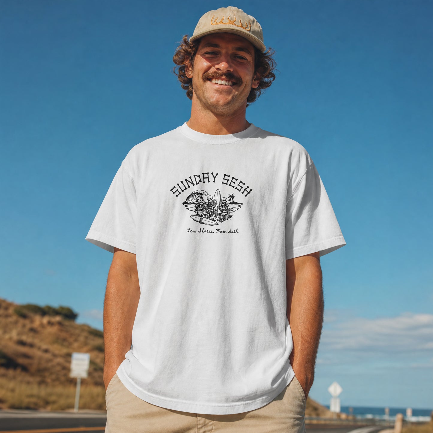 SUNDAY SESH | Heavyweight Unisex T-shirt | Black on White