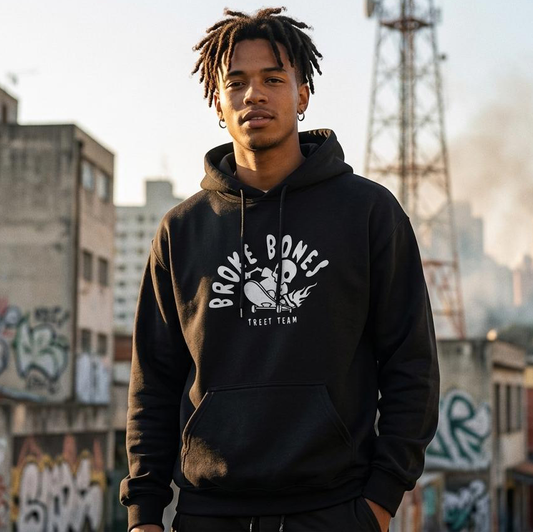 Broke Bones | Classic Unisex Hoodie | White on Black